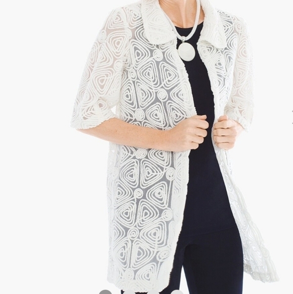 Chicos Travelers Collection Braided Stitch Jacket Womens Small - Picture 1 of 14